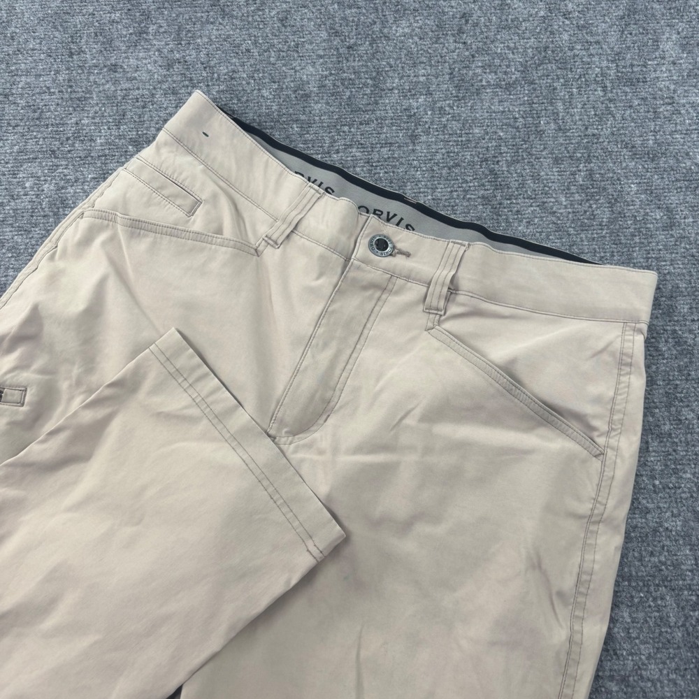 Orvis Tech Pants 34W x 32L Tan Stretch Hiking Outdoor Casual Flaw Men's